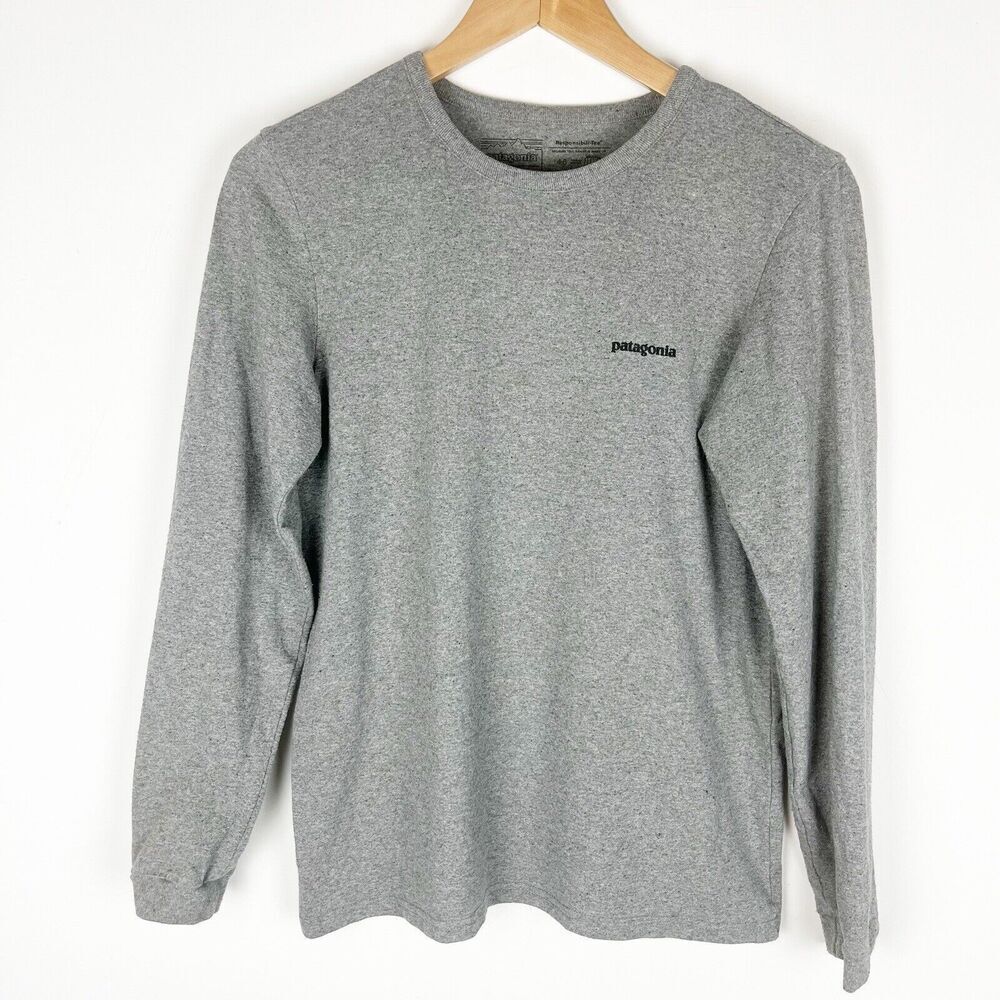 PATAGONIA‎ MENS LOGO LONG SLEEVE RESPONSIBILI-TEE GREY REGULAR FIT Small S​​​